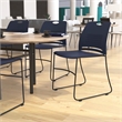 Pemberly Row 660 LB. Capacity Plastic Stack Chair with Steel Sled Base in Navy