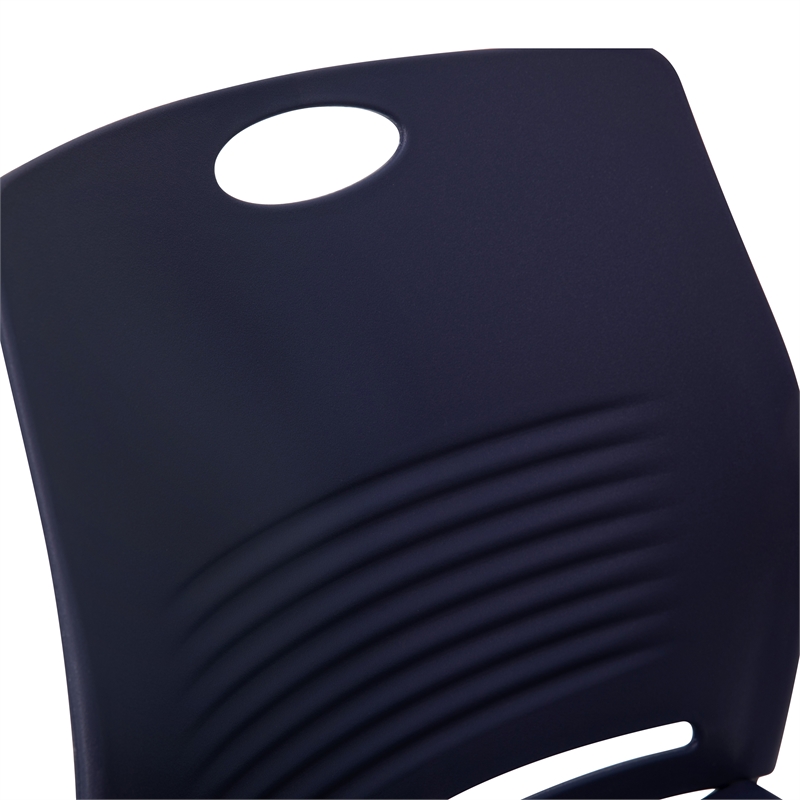 Pemberly Row 660 LB. Capacity Plastic Stack Chair with Steel Sled Base in Navy