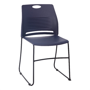 Pemberly Row 660 LB. Capacity Plastic Stack Chair with Steel Sled Base in Navy