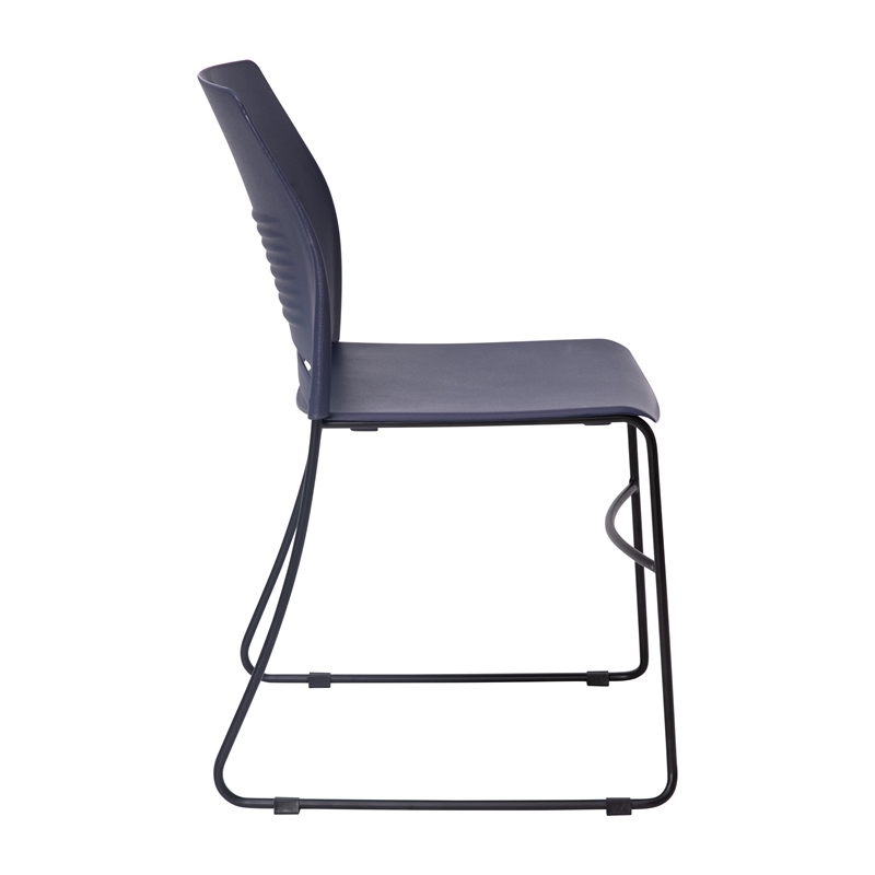 Pemberly Row 660 LB. Capacity Plastic Stack Chair with Steel Sled Base in Navy