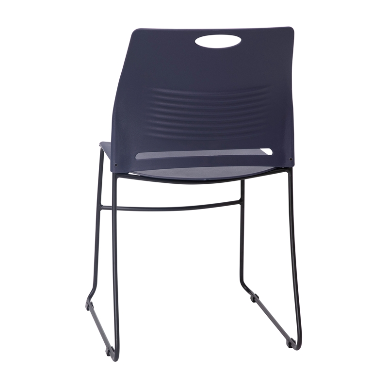 Pemberly Row 660 LB. Capacity Plastic Stack Chair with Steel Sled Base in Navy