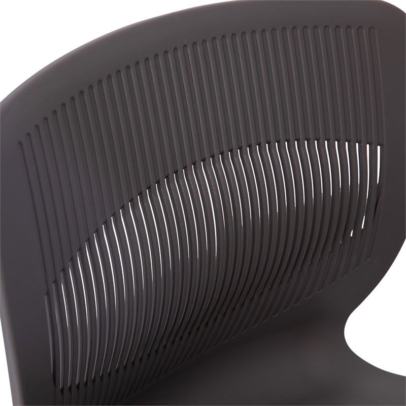 Pemberly Row 770 LB. Capacity Plastic Stack Chair with Lumbar Support in Gray