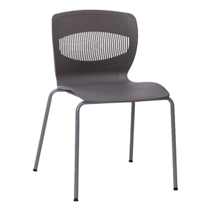 Pemberly Row 770 LB. Capacity Plastic Stack Chair with Lumbar Support in Gray