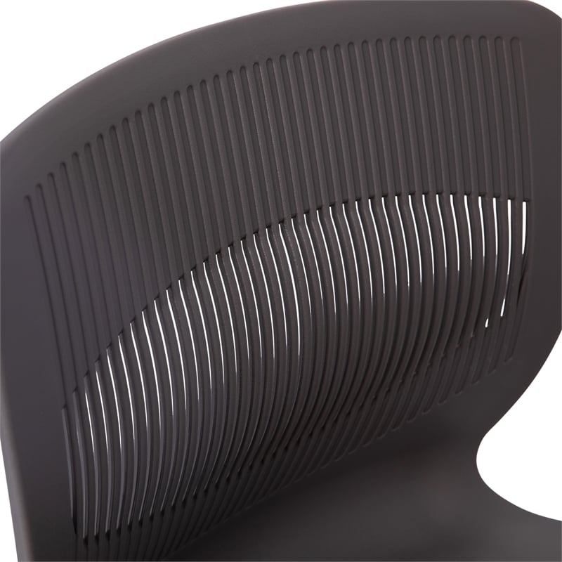 Pemberly Row 770 LB. Capacity Plastic Stack Chair with Lumbar Support in Gray