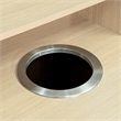 Pemberly Row 32 Gallon Wood Tray Top Trash Enclosure with Drop Hole in Oak