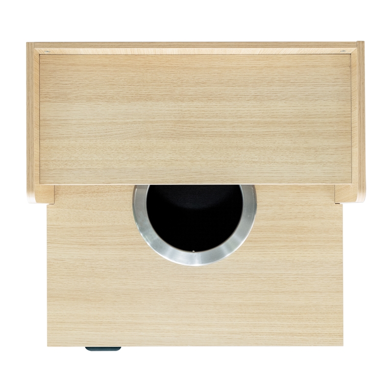 Pemberly Row 32 Gallon Wood Tray Top Trash Enclosure with Drop Hole in Oak