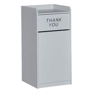 Pemberly Row Wood Tray Top Push Door Trash Receptacle in Gray