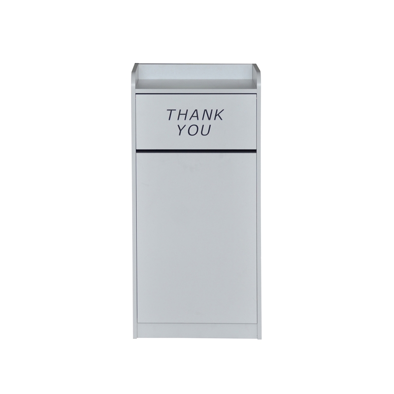 Pemberly Row Wood Tray Top Push Door Trash Receptacle in Gray