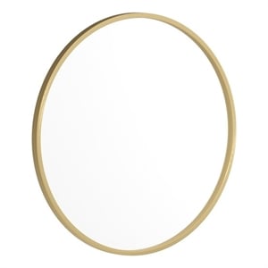 Pemberly Row 24&quot Shatterproof Round Wall Mirror with Gold Metal Frame