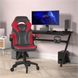 Pemberly Row Office Gaming Chair with Skater Wheels and Flip Up Arms in Red