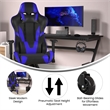 Pemberly Row Office Gaming Chair with Roller Wheels and Reclining Back in Blue