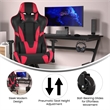 Pemberly Row Office Gaming Chair with Roller Wheels and Reclining Back in Red