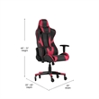 Pemberly Row Office Gaming Chair with Roller Wheels and Reclining Back in Red