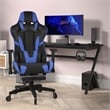 Pemberly Row Gaming Chair with Roller Wheels Reclining Arms and Footrest in Blue