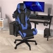 Pemberly Row Gaming Chair with Roller Wheels Reclining Arms and Footrest in Blue