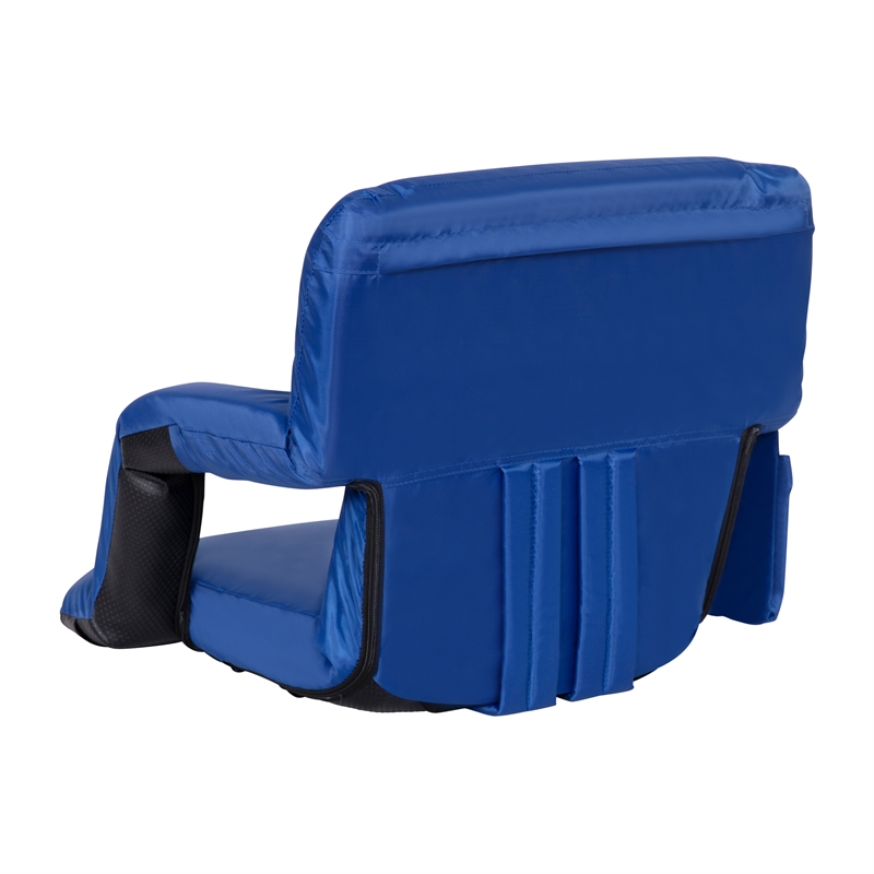 Pemberly Row Backpack Reclining Padded Stadium Chair with Armrests in Blue