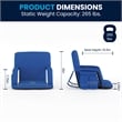 Pemberly Row Backpack Reclining Padded Stadium Chair with Armrests in Blue
