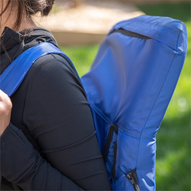Pemberly Row Backpack Reclining Padded Stadium Chair with Armrests in Blue