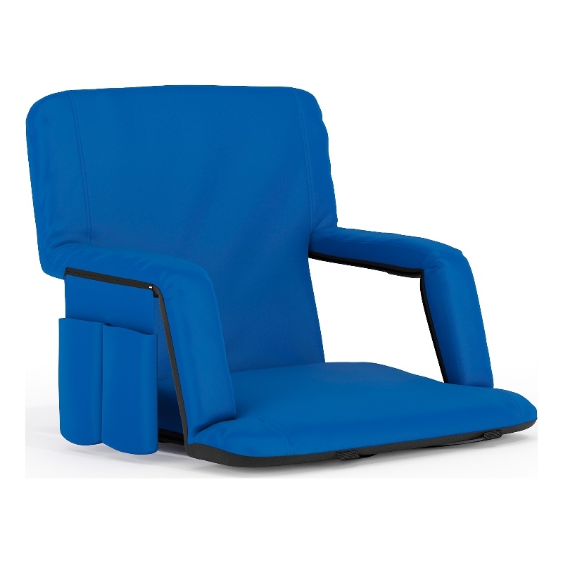 Pemberly Row Backpack Reclining Padded Stadium Chair with Armrests in Blue