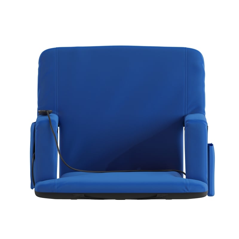 Pemberly Row Foldable Reclining Heated Stadium Chair with Backpack Straps - Blue