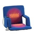 Pemberly Row Foldable Reclining Heated Stadium Chair with Backpack Straps - Blue