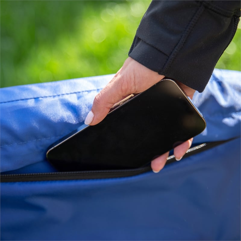 Pemberly Row Foldable Reclining Heated Stadium Chair with Backpack Straps - Blue