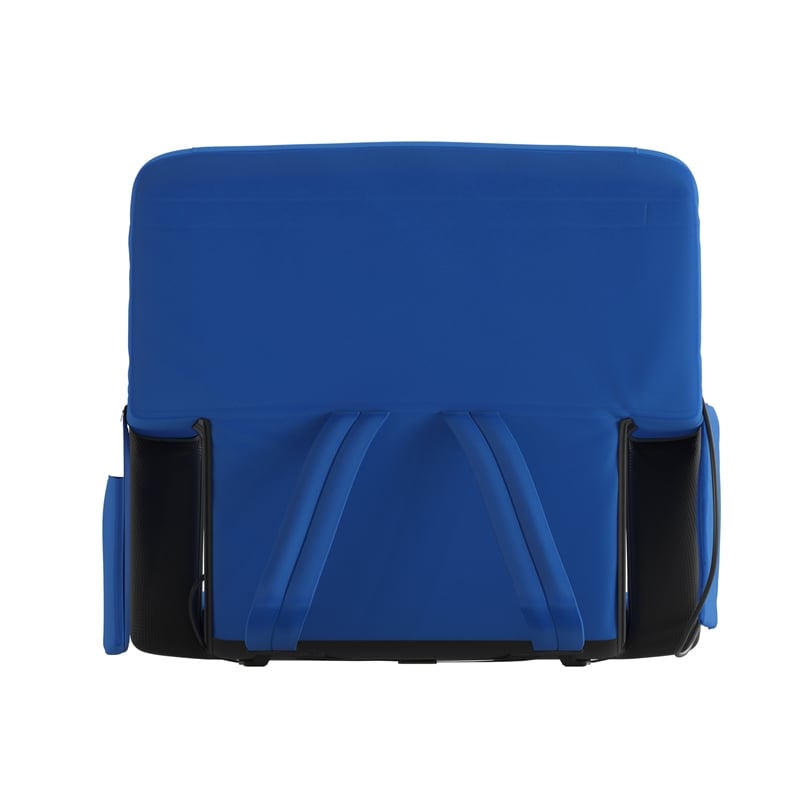 Pemberly Row Foldable Reclining Heated Stadium Chair with Backpack Straps - Blue