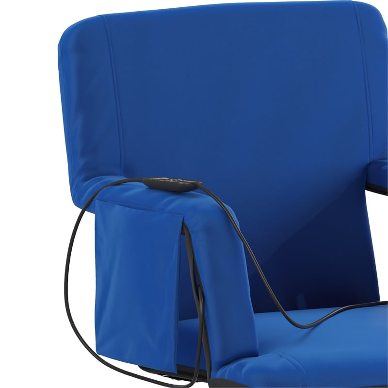 Pemberly Row Foldable Reclining Heated Stadium Chair with Backpack Straps - Blue