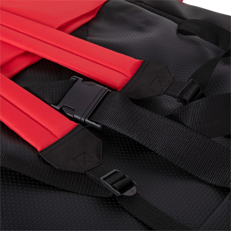 Pemberly Row Foldable Reclining Heated Stadium Chair with Backpack Straps in Red