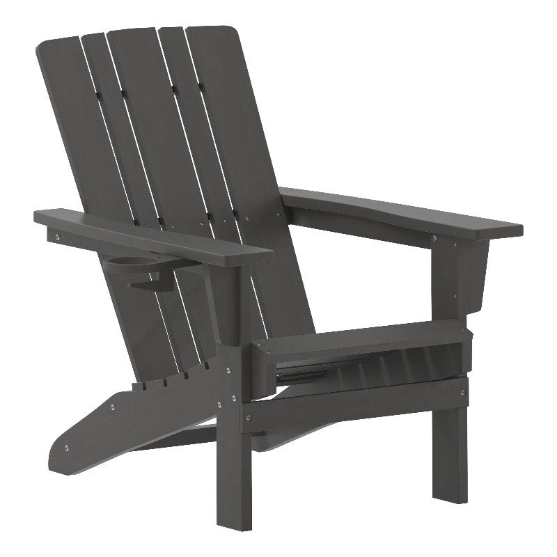 Pemberly Row All-Weather Adirondack Chair with Swiveling Cupholder in Gray