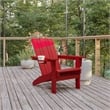 Pemberly Row All-Weather Adirondack Chair with Swiveling Cupholder in Red