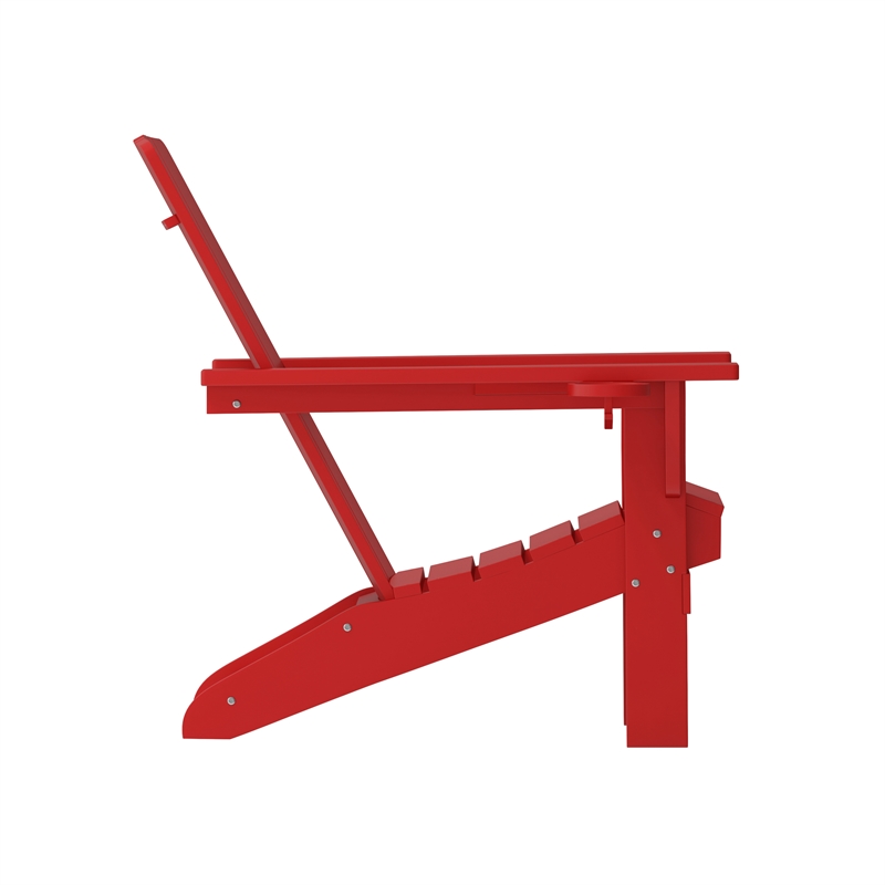 Pemberly Row All-Weather Adirondack Chair with Swiveling Cupholder in Red