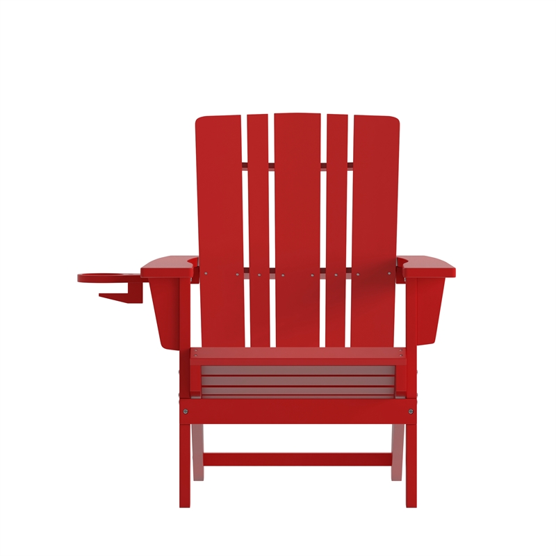 Pemberly Row All-Weather Adirondack Chair with Swiveling Cupholder in Red
