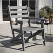 Pemberly Row All-Weather Adirondack Dining Chair with Fold Out Cupholder in Gray