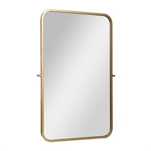 Pemberly Row 35&quot x 27&quot Metal Pivot Wall Mirror with Slim Frame in Gold
