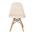 Pemberly Row Kids Armless Faux Shearling Chair with Beechwood Legs in Off White