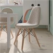 Pemberly Row Kids Armless Faux Shearling Chair with Beechwood Legs in Off White