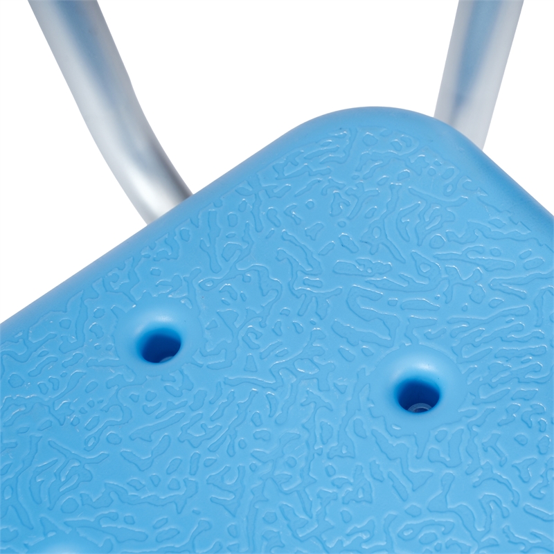 Pemberly Row Adjustable Bath and Shower Chair with Adjustable Back in Blue
