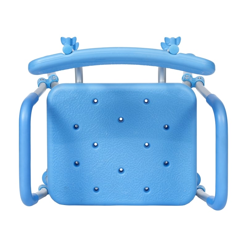 Pemberly Row Adjustable Bath and Shower Chair with Adjustable Back in Blue