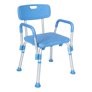 Pemberly Row Adjustable Bath and Shower Chair with Adjustable Back in Blue