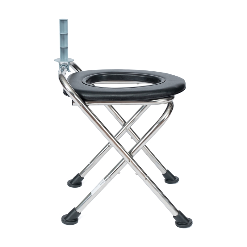 Pemberly Row Folding Travel Commode with Cushioned Seat and Non-Slip Feet