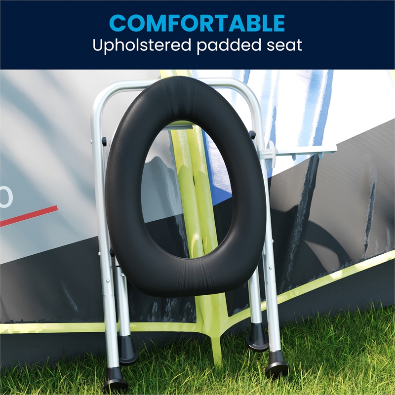 Pemberly Row Folding Travel Commode with Cushioned Seat and Non-Slip Feet