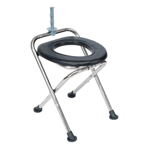 Pemberly Row Folding Travel Commode with Cushioned Seat and Non-Slip Feet