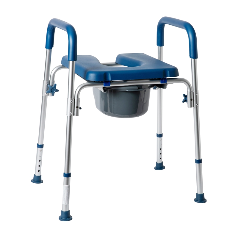Pemberly Row Height Adjustable Heavy Duty Commode and Shower Chair in Blue