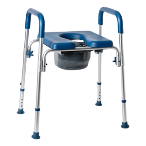 Pemberly Row Height Adjustable Heavy Duty Commode and Shower Chair in Blue