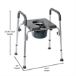 Pemberly Row Height Adjustable Heavy Duty Commode and Shower Chair in Gray