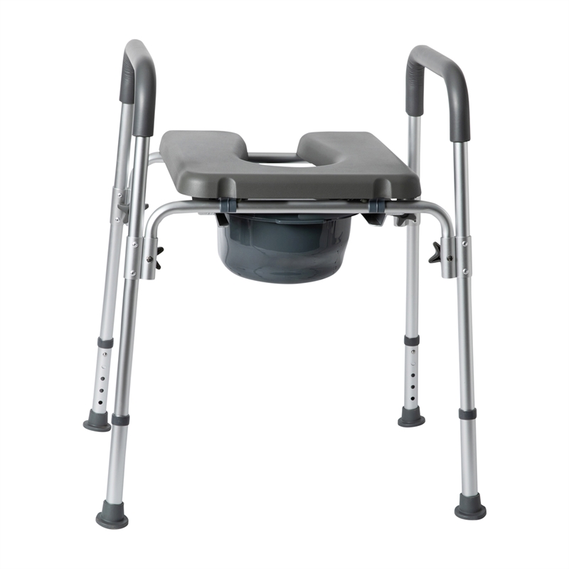 Pemberly Row Height Adjustable Heavy Duty Commode and Shower Chair in Gray
