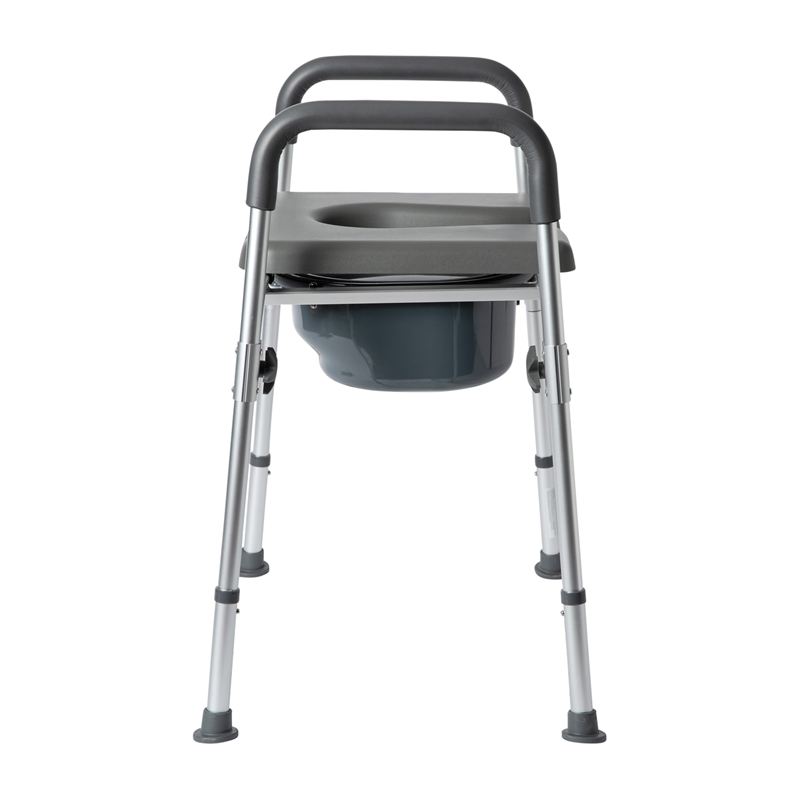 Pemberly Row Height Adjustable Heavy Duty Commode and Shower Chair in Gray