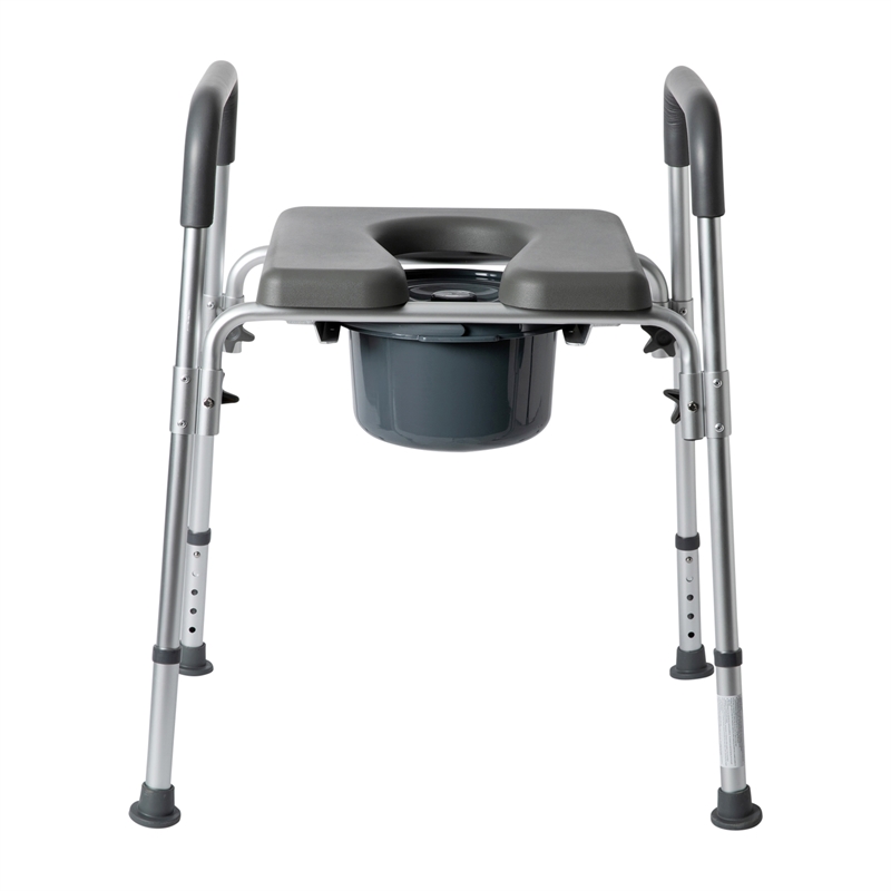Pemberly Row Height Adjustable Heavy Duty Commode and Shower Chair in Gray