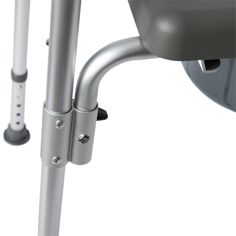 Pemberly Row Height Adjustable Heavy Duty Commode and Shower Chair in Gray